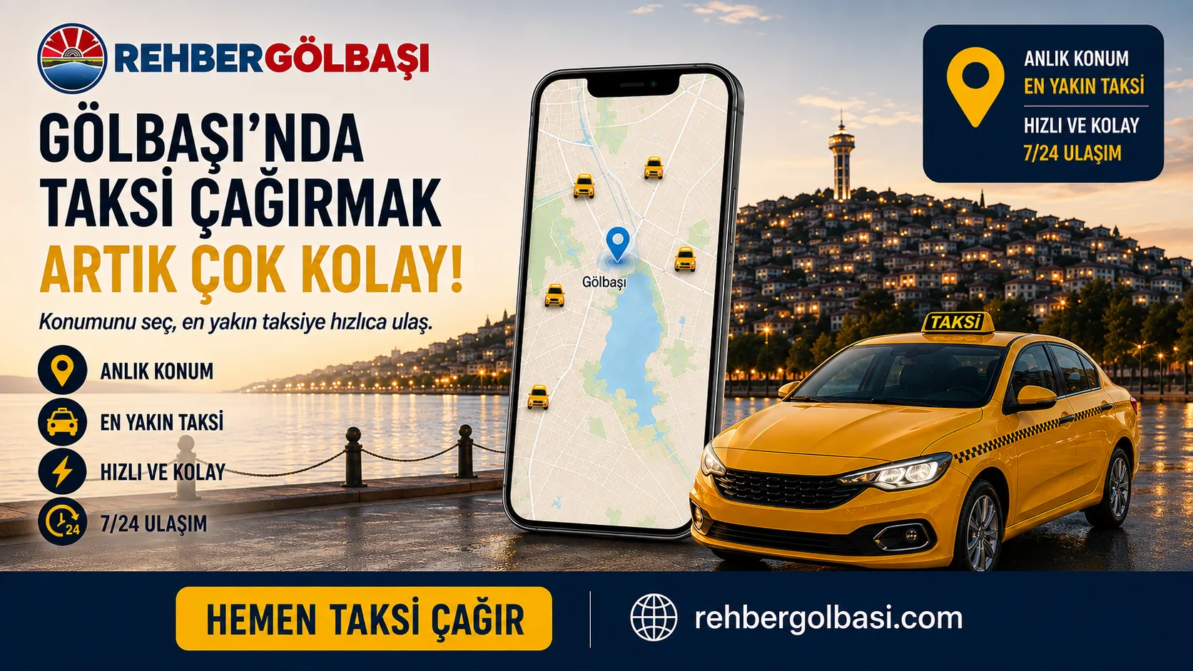 Gölbaşı'nda taksi çağırmak artık çok kolay